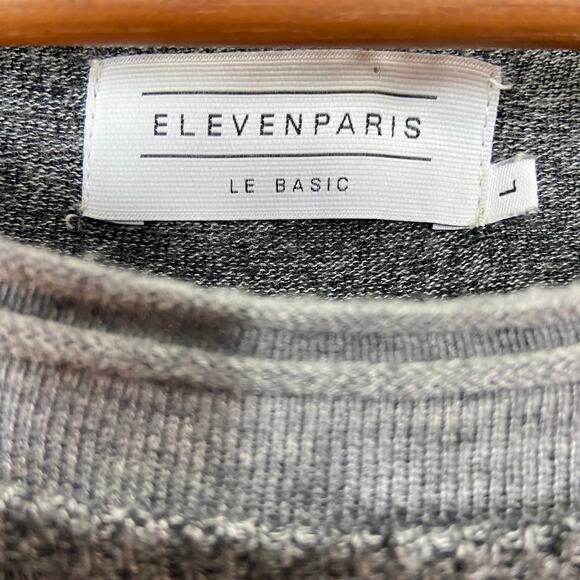 Eleven Paris Le Basic Sweater Size L Heathered Gray Knit Pullover - Picture 3 of 9